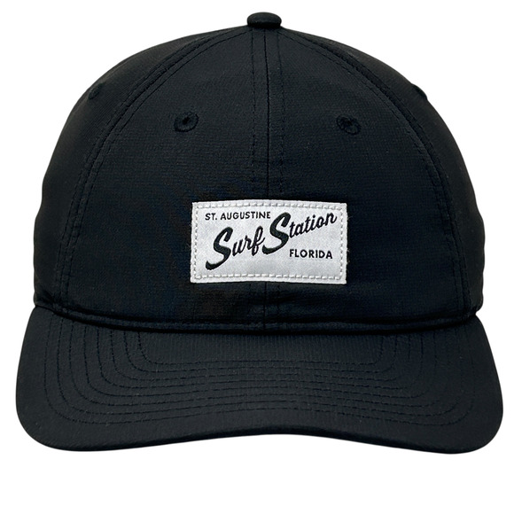 Surf Station St Augustine Florida Hat Cap Surfer Surfing 6 Panel Strapback Black - Picture 1 of 10